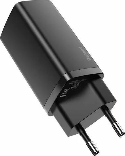 BASEUS GAN 2 Lite φορτιστής ΓΡΗΓΟΡΗΣ φόρτισης, 2 ΘΥΡΕΣ, 65W, ΜΑΥΡΟΣ — εικόνα 3