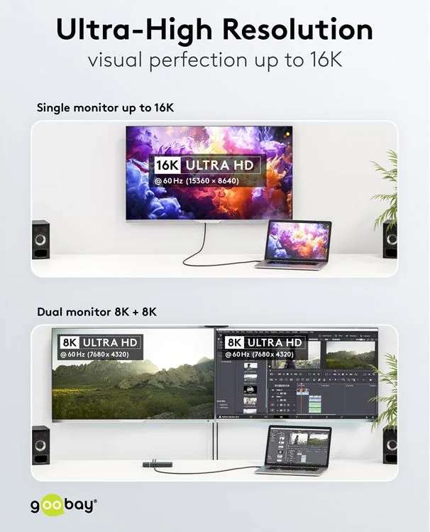 GOOBAY καλώδιο USB-C 74376, USB4, 240W, 80Gbps, 16K/60Hz, 1.2m, μαύρο — εικόνα 3