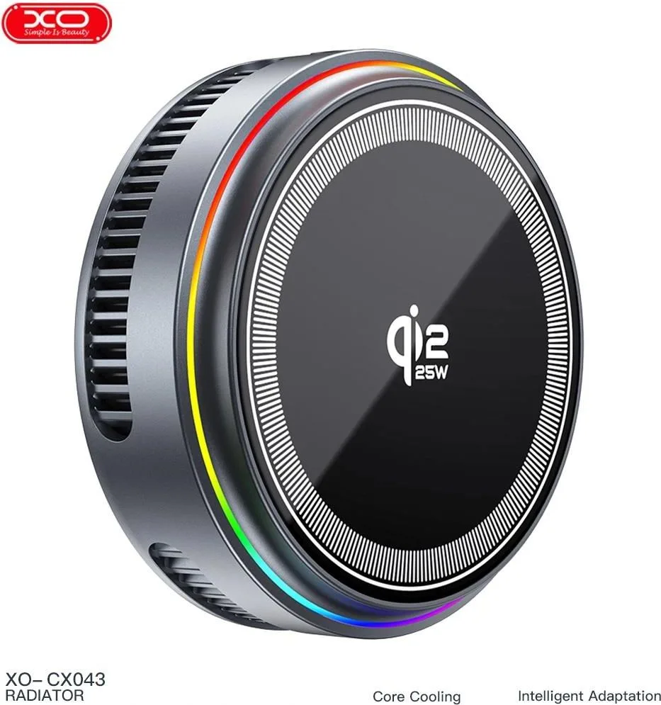 XO CX043, ΑΣΥΡΜΑΤΟΣ φορτιστής, με ΨΥΞΗ, 25W, με LED, γκρι — εικόνα 3