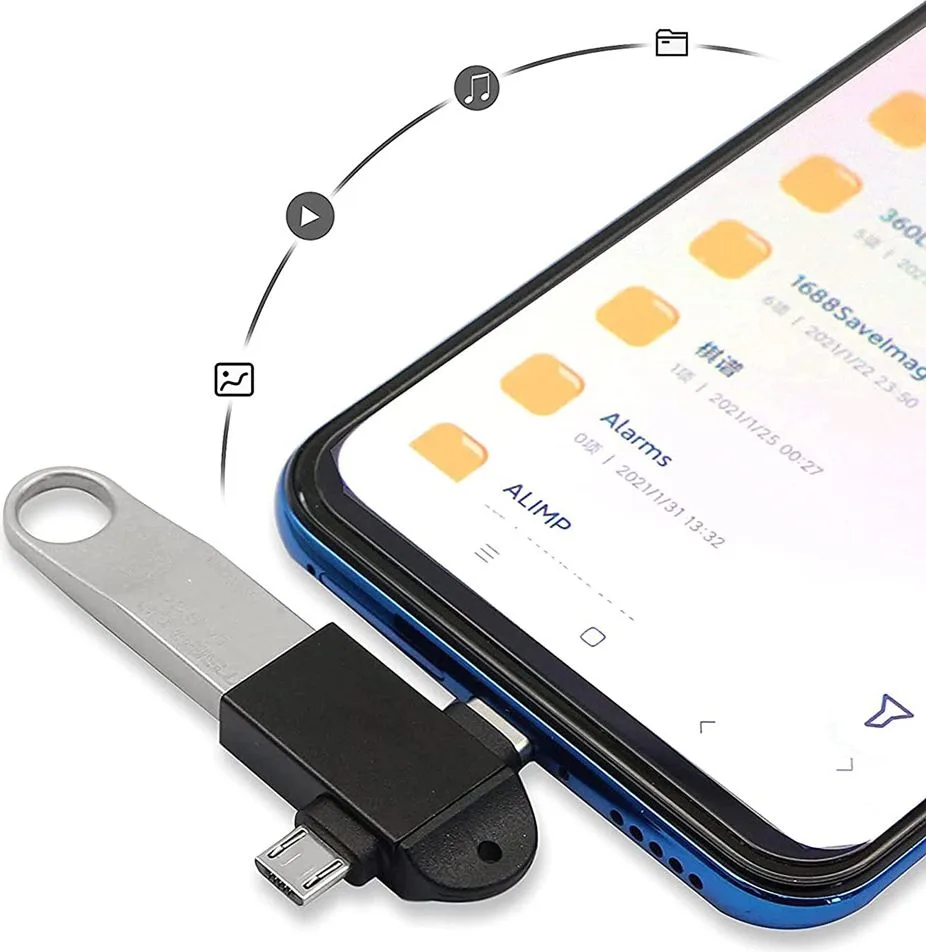 POWERTECH αντάπτορας USB σε USB-C & micro USB CAB-UC090, 5Gbps, μαύρος — εικόνα 2