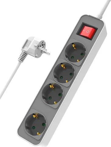 POWERTECH πολύπριζο ασφαλείας PT-1056, 4x schuko, 16A, 1.4m, λευκό