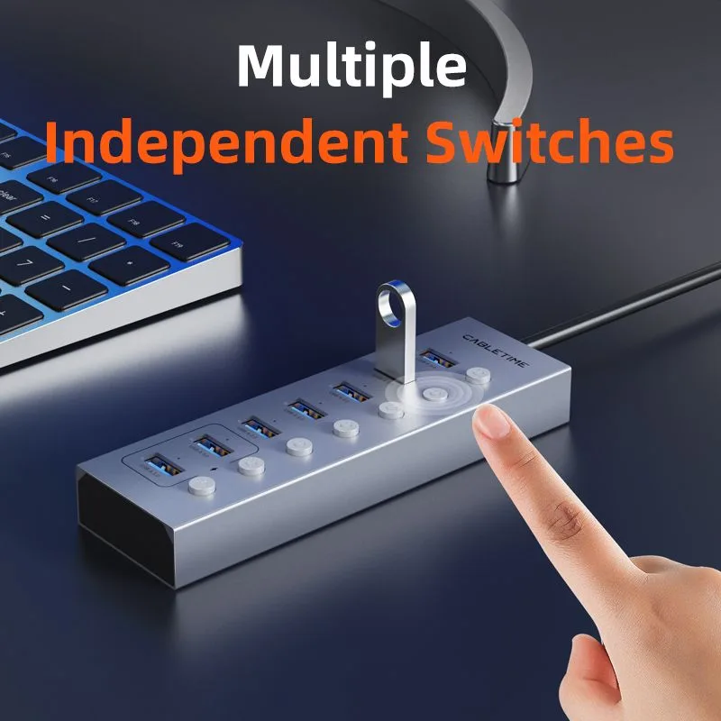 CABLETIME USB hub CT-HUBU7-AG, 7x θυρών, 5Gbps, USB σύνδεση, 1m, γκρι — εικόνα 6