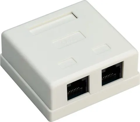 GOOBAY επιτοίχια πρίζα δικτύου 77633, 2 θύρες RJ45, CAT 6 UTP, λευκή