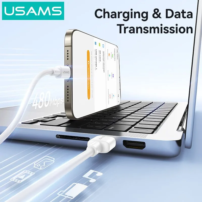 USAMS καλώδιο USB-C σε USB SJ761, 3A 18W, 480Mbps, 1m, λευκό — εικόνα 3