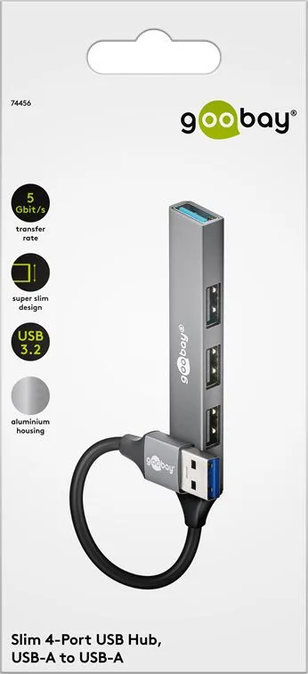 GOOBAY USB hub 74456, 4x θυρών, USB 3.2, 5Gbps, USB σύνδεση, γκρι — εικόνα 8