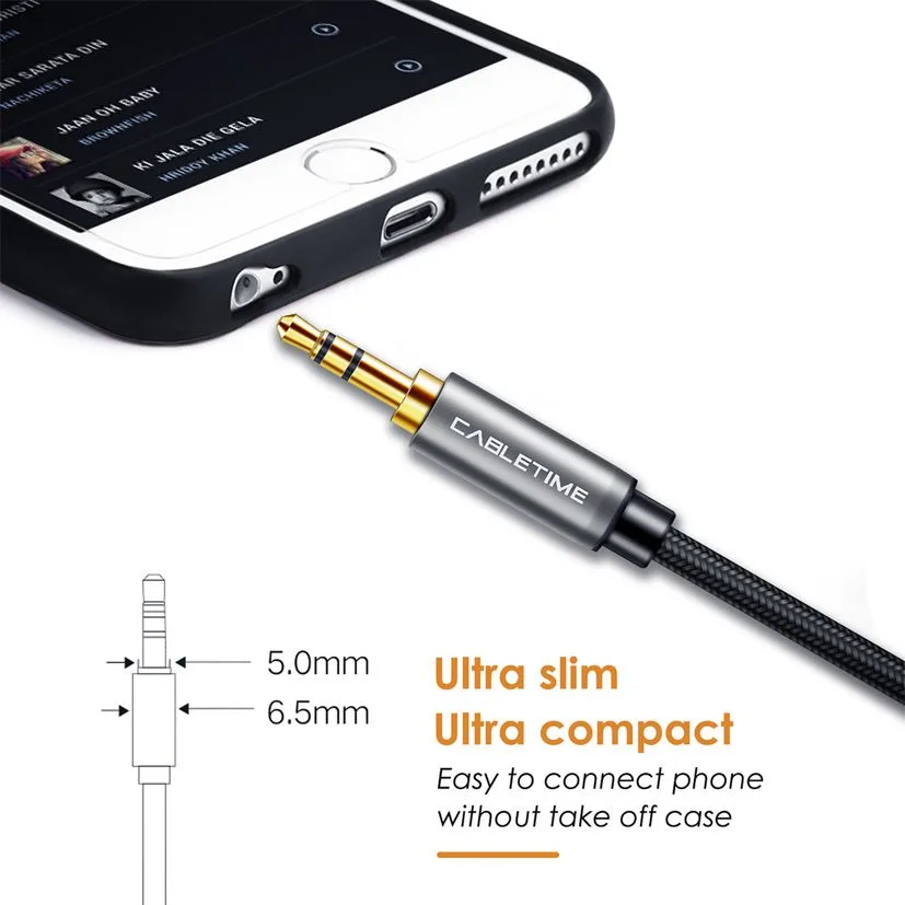 CABLETIME καλώδιο ήχου 3.5mm CT-P11GN, AUX, 1.8m, μαύρο — εικόνα 4