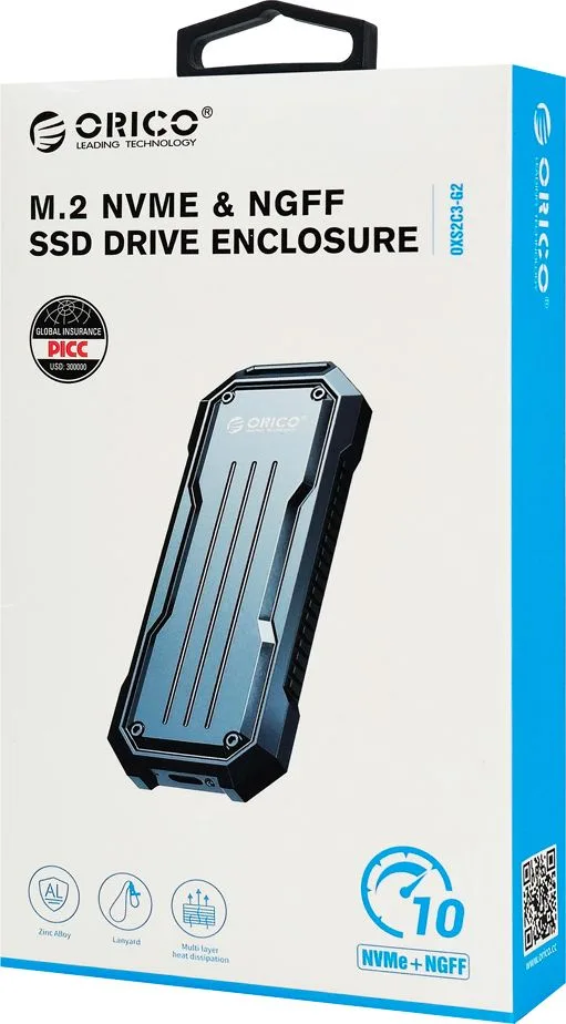 ORICO θήκη για M.2 NVME/NGFF SSD OXS2C3-G2, 10Gbps, γκρι — εικόνα 8