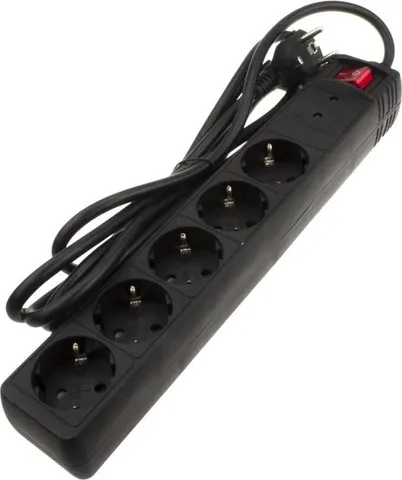 POWERTECH πολύπριζο ασφαλείας PT-881, 5x schuko, 16A, 1.5m, μαύρο