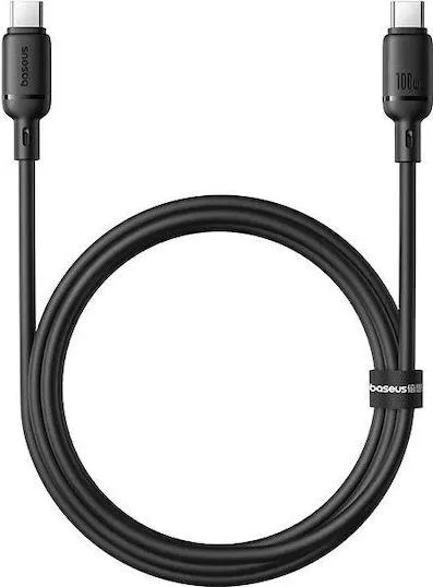 BASEUS Silky Series, καλώδιο ΓΡΗΓΟΡΗΣ φόρτισης, Type-C ΣΕ Type-C, 100W, 1m, μαύρο — εικόνα 3