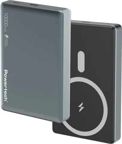 POWERTECH power bank PT-1377, 10000mah, magnetic wireless, 20W, γκρι