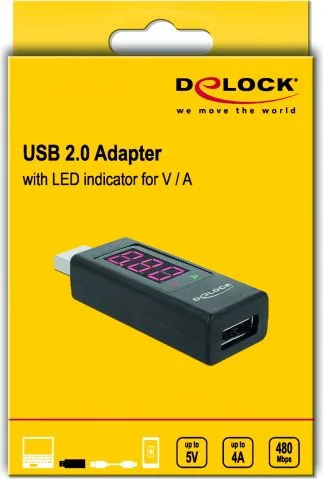 DELOCK αντάπτορας USB 65569 με οθόνη ένδειξης V/A, έως 5V/4A, μαύρος — εικόνα 4