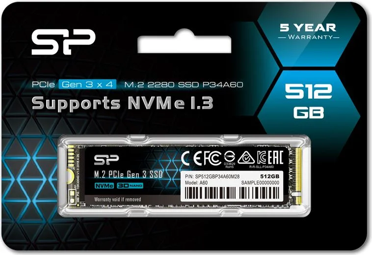 SILICON POWER SSD PCIe Gen3x4 P34A60 M.2 2280, 512GB, 2.200-1.600MB/s — εικόνα 4