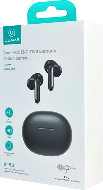 USAMS earphones με θήκη φόρτισης US-XD19, TWS, ENC, Φ13mm, μαύρα — εικόνα 8