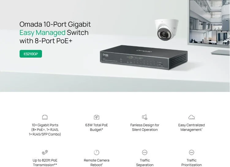 TP-LINK easy managed switch ES210GP, 10x Gigabit θύρες, PoE+, V1.0 — εικόνα 2