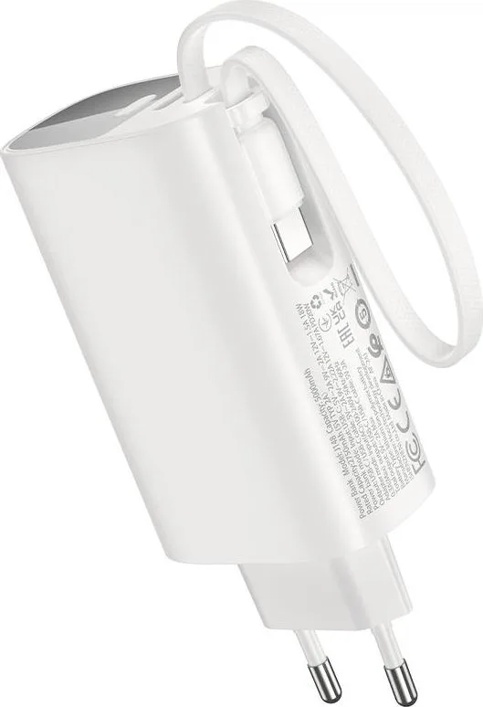HOCO J148 Handy PD20W Power Bank τοίχου, με καλώδιο Type-C, 5.000MAH, λευκό — εικόνα 3