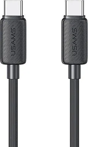 USAMS καλώδιο USB-C σε USB-C US-SJ691, 60W, 480Mbps, 1m, μαύρο