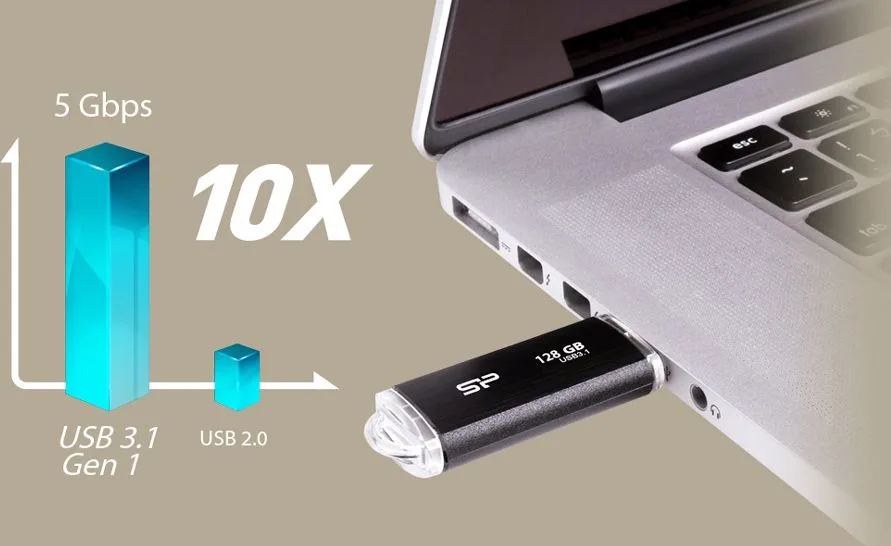 SILICON POWER USB Flash Drive Blaze B02, 128GB, USB 3.2, μαύρο — εικόνα 2