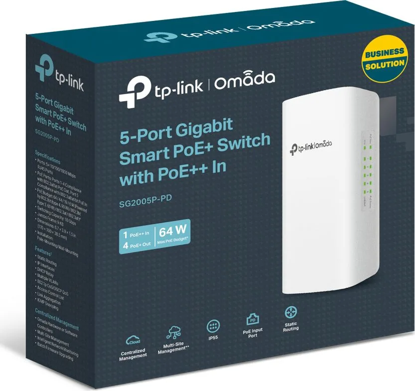 TP-LINK smart switch SG2005P-PD, 1x Gigabit PoE++ in/4x Gigabit PoE+ out, V1.0 — εικόνα 7