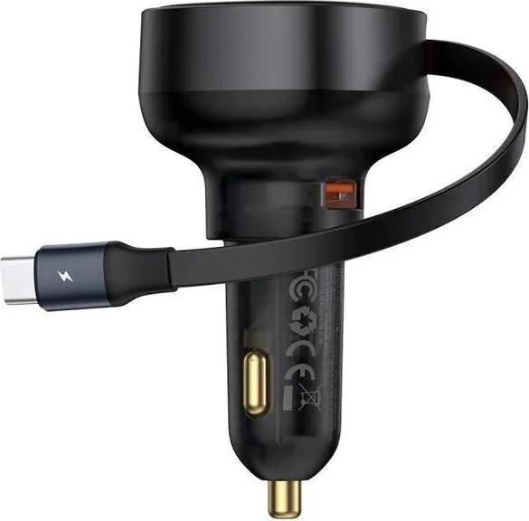 BASEUS Enjoyment PRO, φορτιστής ΑΥΤΟΚΙΝΗΤΟΥ, καλώδιο Type-C, 60W, μαύρο — εικόνα 3