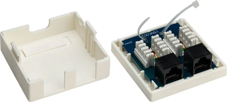 GOOBAY επιτοίχια πρίζα δικτύου 77633, 2 θύρες RJ45, CAT 6 UTP, λευκή — εικόνα 2