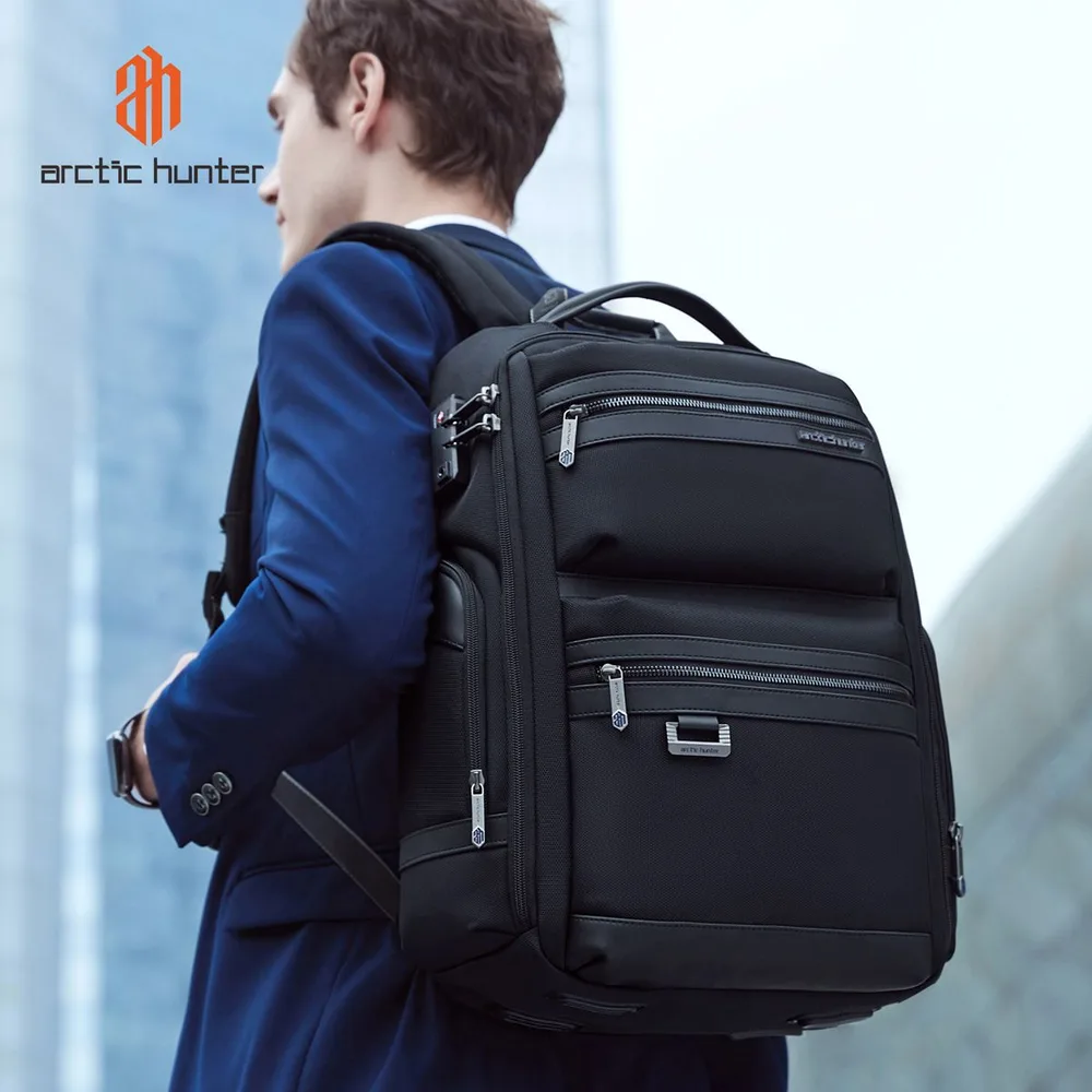 ARCTIC HUNTER τσάντα πλάτης B00682 με θήκη laptop 15.6", USB, λουκέτο TSA, 23.5L, μαύρη — εικόνα 2