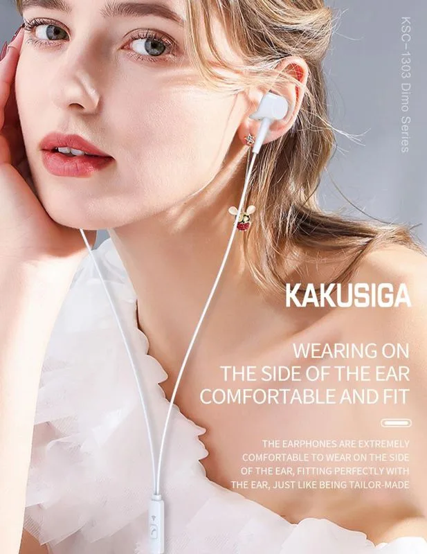 KAKUSIGA earphones με μικρόφωνο KSC-1303, 3.5mm σύνδεση, 10mm, 1.1m, μαύρα — εικόνα 2