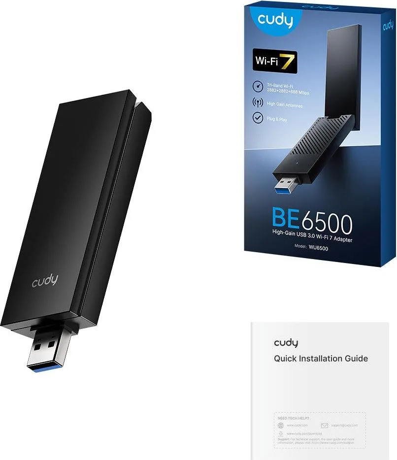 Cudy WU6500 BE6500, WiFi 7, High Gain USB 3.0 Adapter, TRI-Band — εικόνα 3