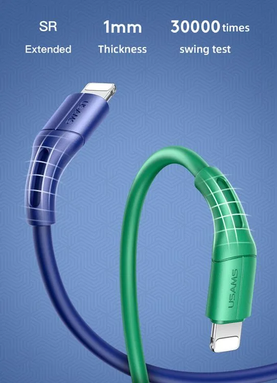 USAMS καλώδιο USB σε Lightning US-SJ500, 2A, 1m, μαύρο — εικόνα 2