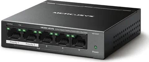 MERCUSYS Desktop Switch MS105GP, 5x 10/100/1000 Mbps, PoE+, V.3.0
