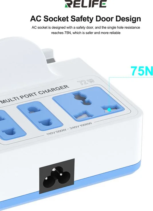 RELIFE σταθμός φόρτισης RL-309H, USB/3x USB-C/3x DC/wireless, 72W, λευκός — εικόνα 6