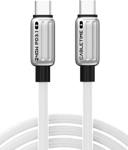 CABLETIME καλώδιο USB-C CT-CM240-ZSW1, 240W, 480Mbps, 1m, λευκό
