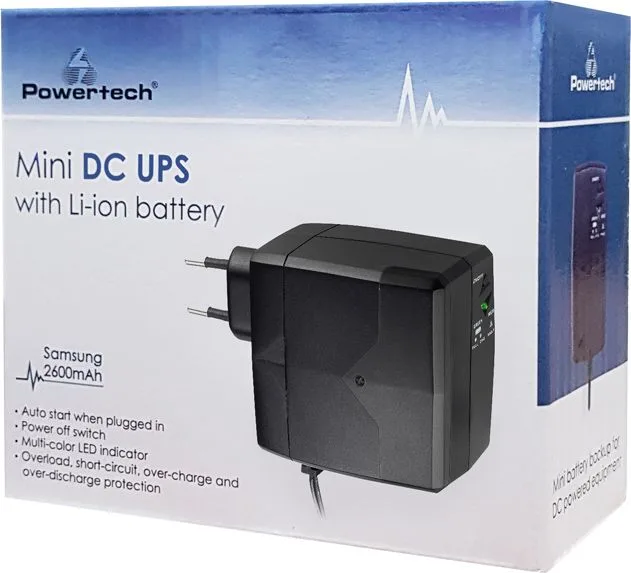 POWERTECH Mini DC UPS PT-749 με μπαταρία 2600mAh, 12V, 2.1A — εικόνα 3