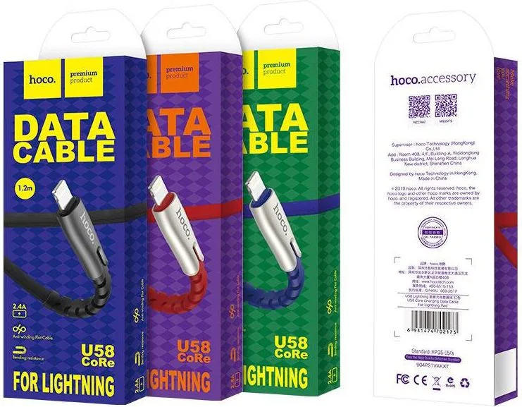 HOCO U58 Core ΜΕΤΑΛΛΙΚΟ καλώδιο Lightning φόρτισης & Data 1.2m, μπλε — εικόνα 4