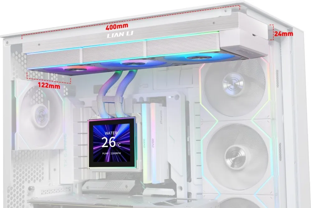 LIAN LI Hydroshift II LCD-S 360CL White - RGB AIO CPU Cooler - 3.4" Screen - 1851/1700, AM5/AM4 — εικόνα 4