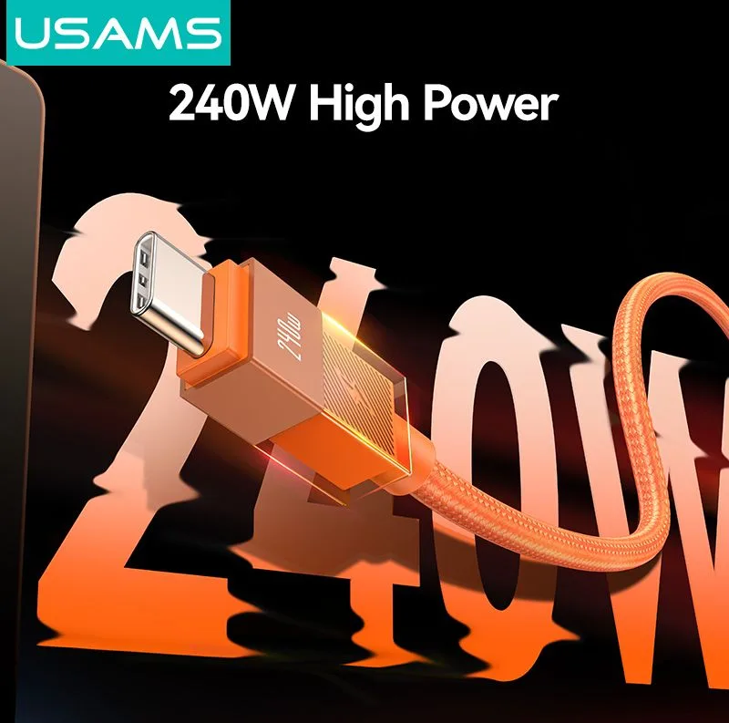 USAMS καλώδιο USB-C SJ775, 240W, 480Mbps, 1.2m, μαύρο — εικόνα 3
