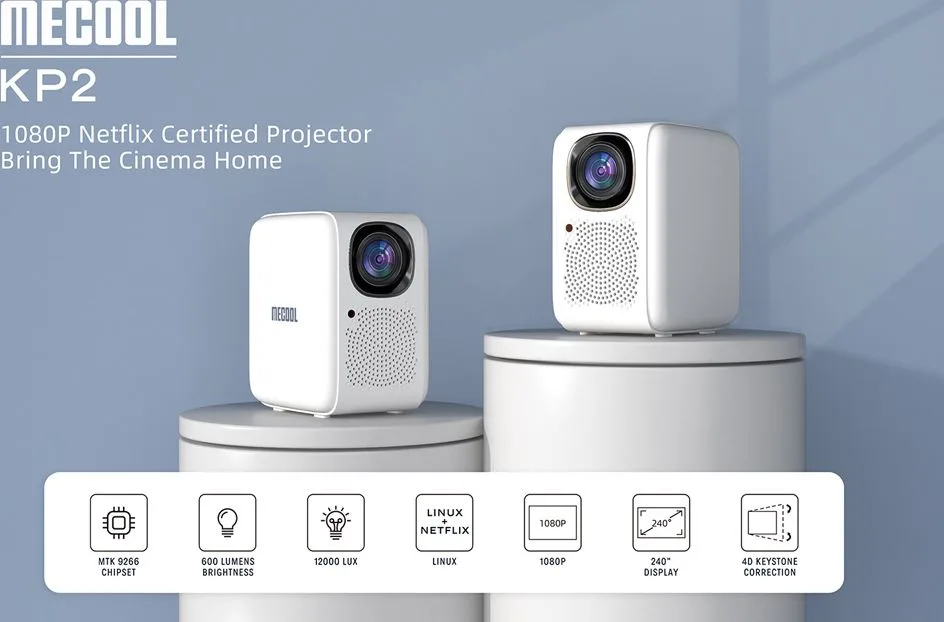 MECOOL smart βιντεοπροβολέας KP2, 1080p FHD, 600 ANSI, Wi-Fi, λευκός — εικόνα 2