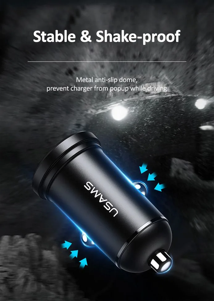 USAMS φορτιστής αυτοκινήτου C20, 2x USB, 2.4A, μαύρος — εικόνα 7