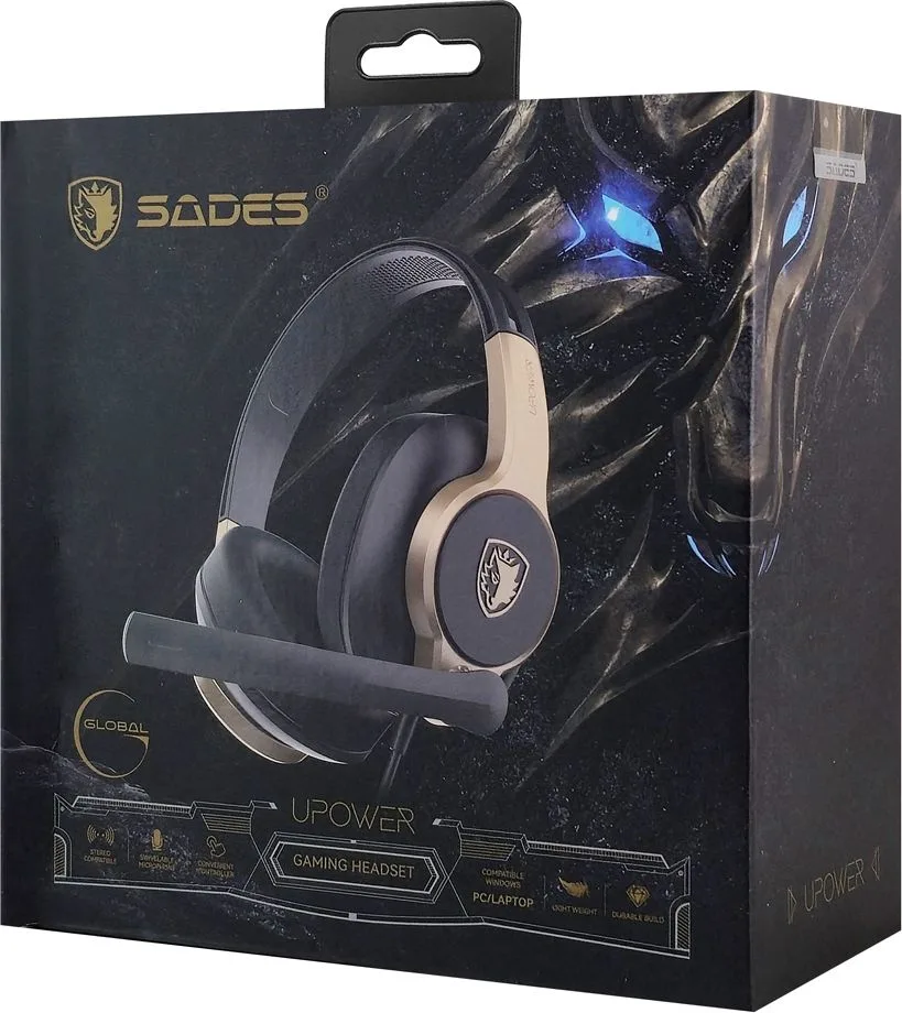 SADES gaming headset UPOWER, 3.5mm σύνδεση, 40mm, μαύρο/χρυσό — εικόνα 7