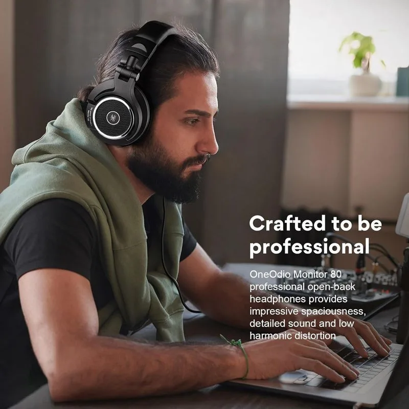 ONEODIO headset Monitor 80, 6.35mm & 3.5mm σύνδεση, Hi-Res, 40mm, μαύρο — εικόνα 2