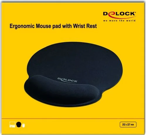 DELOCK Mousepad 12559 με στήριγμα καρπού, 252 x 227mm, μαύρο — εικόνα 4