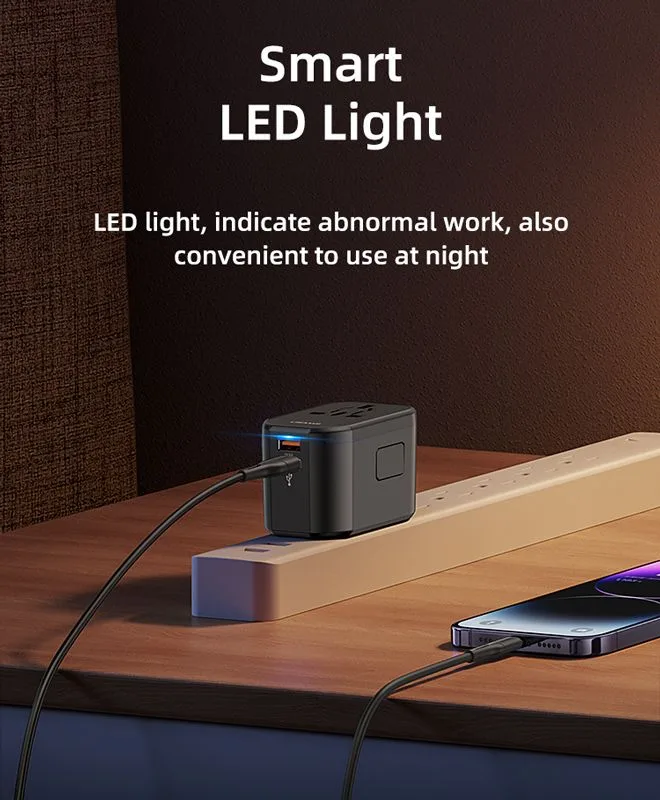 USAMS φορτιστής/αντάπτορας πρίζας US-CC179, USB-C & 2x USB, universal, 20W, μαύρος — εικόνα 9