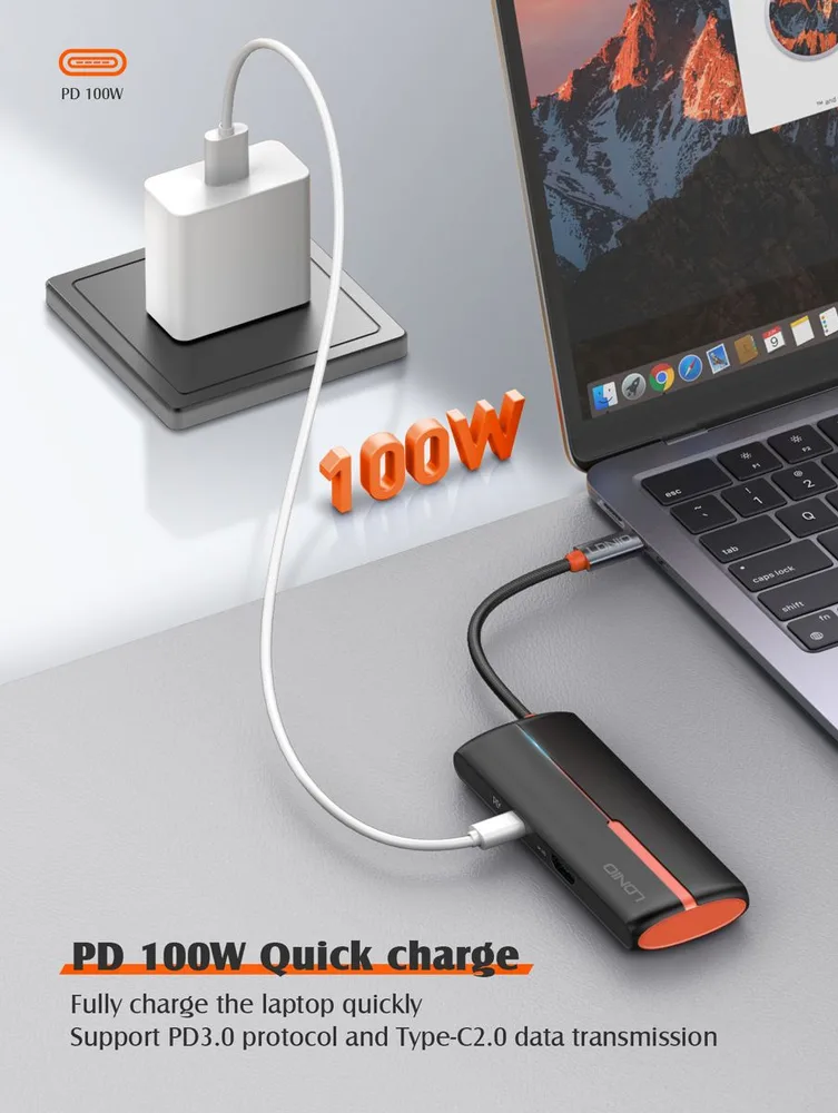 LDNIO docking station DS-25H, 5 θυρών, USB-C σύνδεση, 4K, 100W PD, μαύρο — εικόνα 5