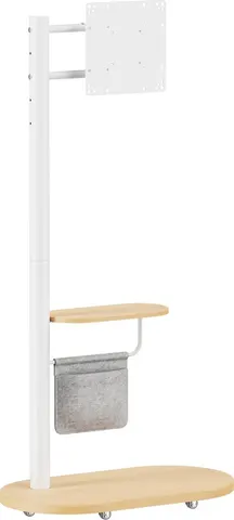 BRATECK βάση τηλεόρασης δαπέδου FS54-22T-02W, 17-43", έως 15kg, με ράφι & ροδάκια, λευκή