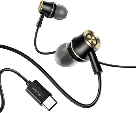 USAMS earphones με μικρόφωνο US-SJ482, USB-C σύνδεση, Φ10mm, 1.2m, μαύρα