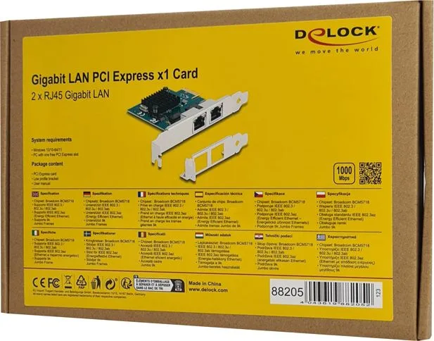 DELOCK κάρτα επέκτασης PCIe x1 σε 2x RJ45 Gigabit 88205, 1000Mbps — εικόνα 4