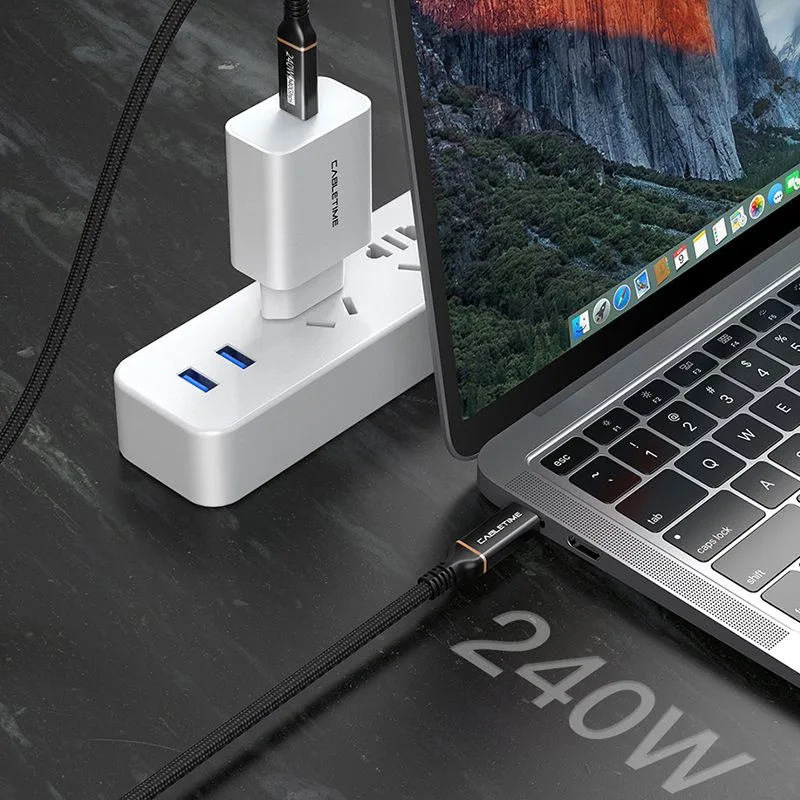 CABLETIME καλώδιο USB-C σε USB-C CT-USB4, 240W, 40Gbps, 8K/60Hz, USB4, 1m, μαύρο — εικόνα 4