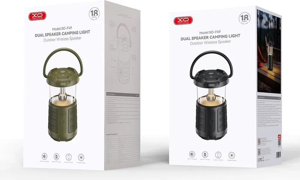 XO F49 φορητό ΔΙΠΛΟ ηχείο Bluetooth, με ΛΑΜΠΑ, 15W, μαύρο — εικόνα 3