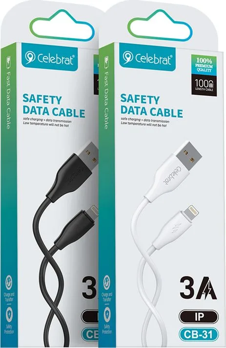 CELEBRAT καλώδιο Lightning σε USB CB-31, 3A, 480Mbps, 1m, μαύρο — εικόνα 4