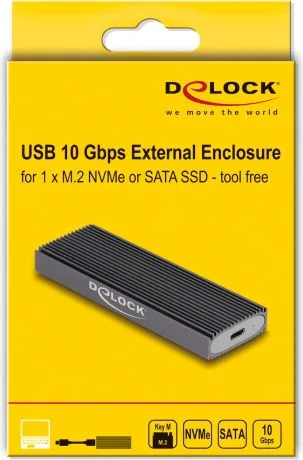 DELOCK θήκη για M.2 NVMe PCIe/SATA SSD 42019, tool free, 10Gbps, μαύρη — εικόνα 9