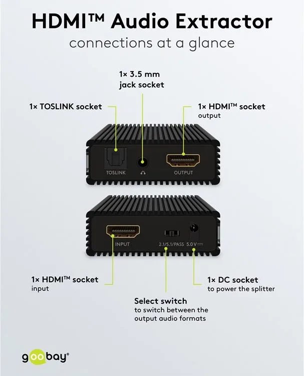 GOOBAY HDMI audio extractor 79138, 4K/30Hz, μαύρο — εικόνα 4
